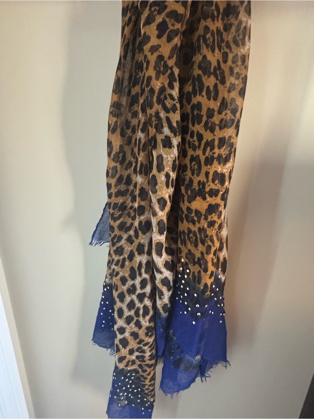 Leopard Print Scarf Jacket Accent in Brown and Blue